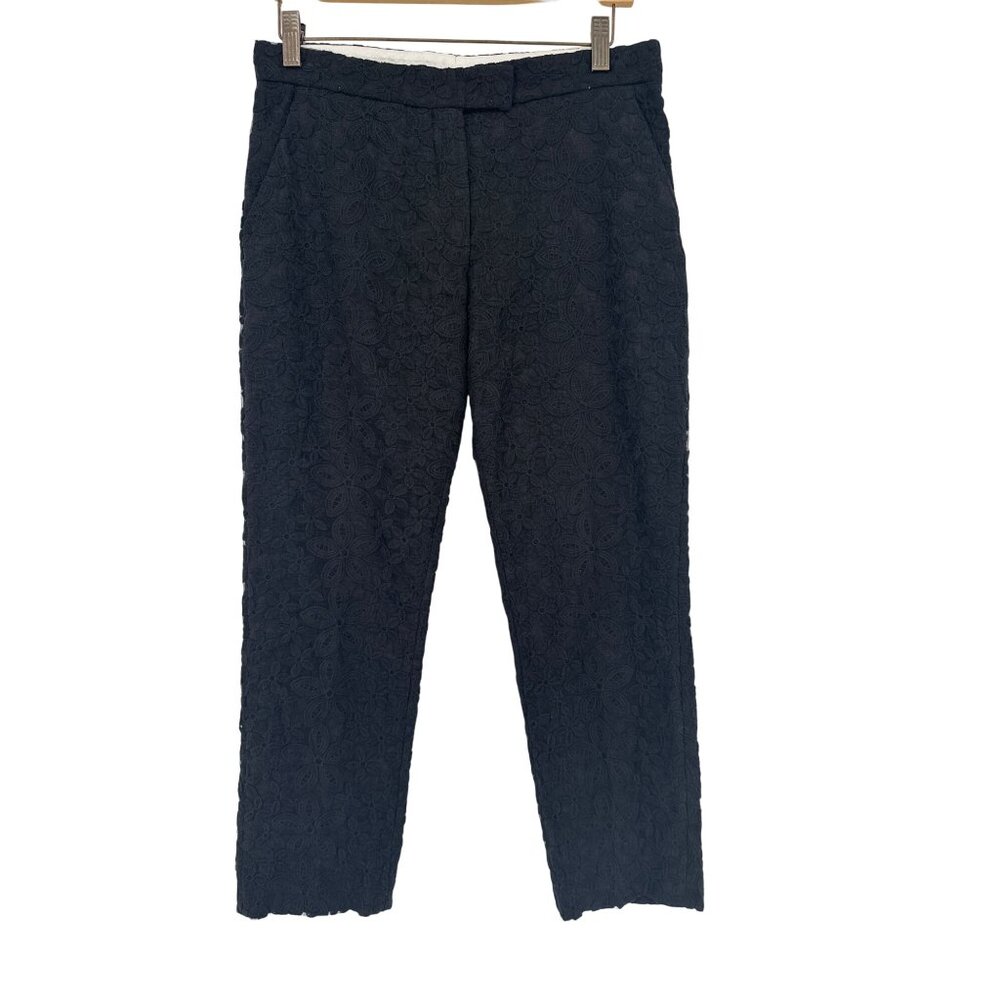Joseph Womens Black Queen lace Pants ankle silk cotton Size 6  (38)